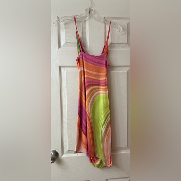 AFRM Palmetto Multicolor Striped Cowl Neck Mini Dress NWOT Small S - Picture 8 of 9